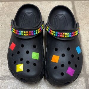 CROCS Black Mules with Colorful Studs